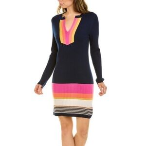 Trina Turk Camp 2 Merino Wool Sweater Dress Size Medium Cable Knit